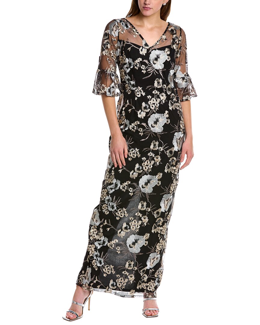 ADRIANNA PAPELL EMBROIDERED COLUMN GOWN