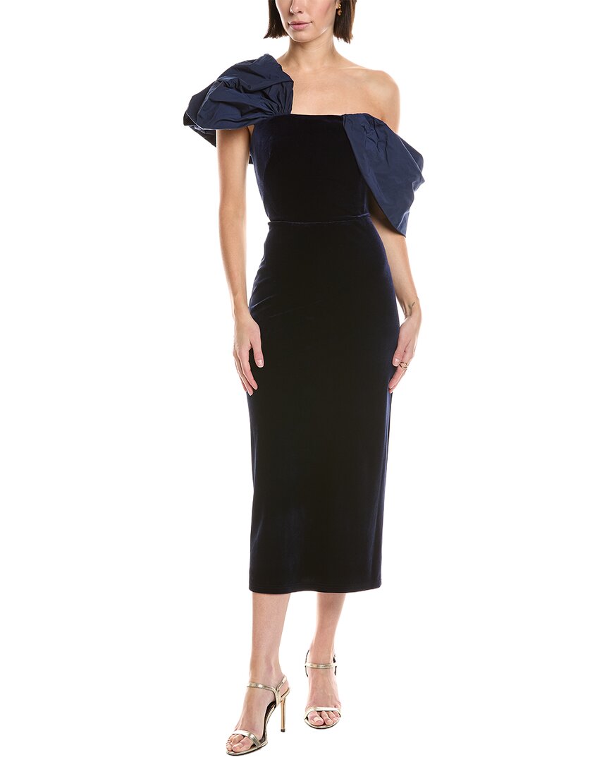 Marchesa Notte Stretch Velvet Fitted Cocktail Dress In Multi