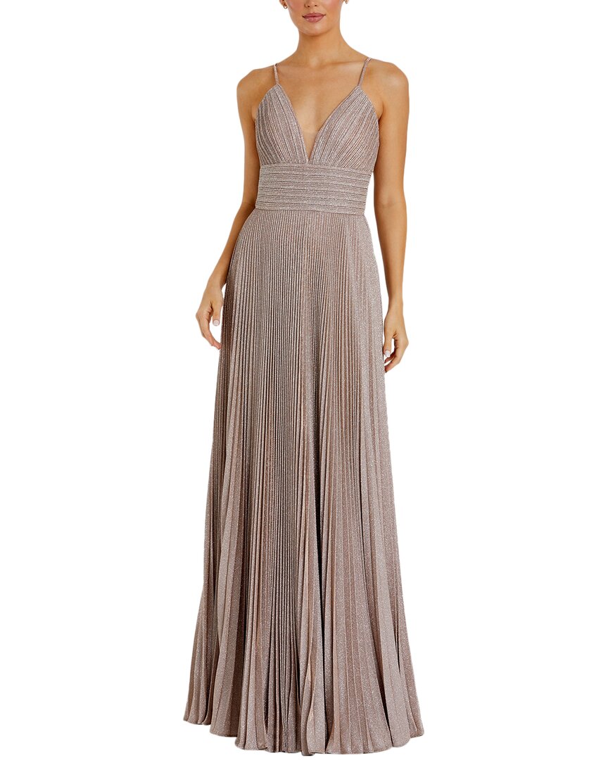 Mac Duggal V Neck Gown In Neutral