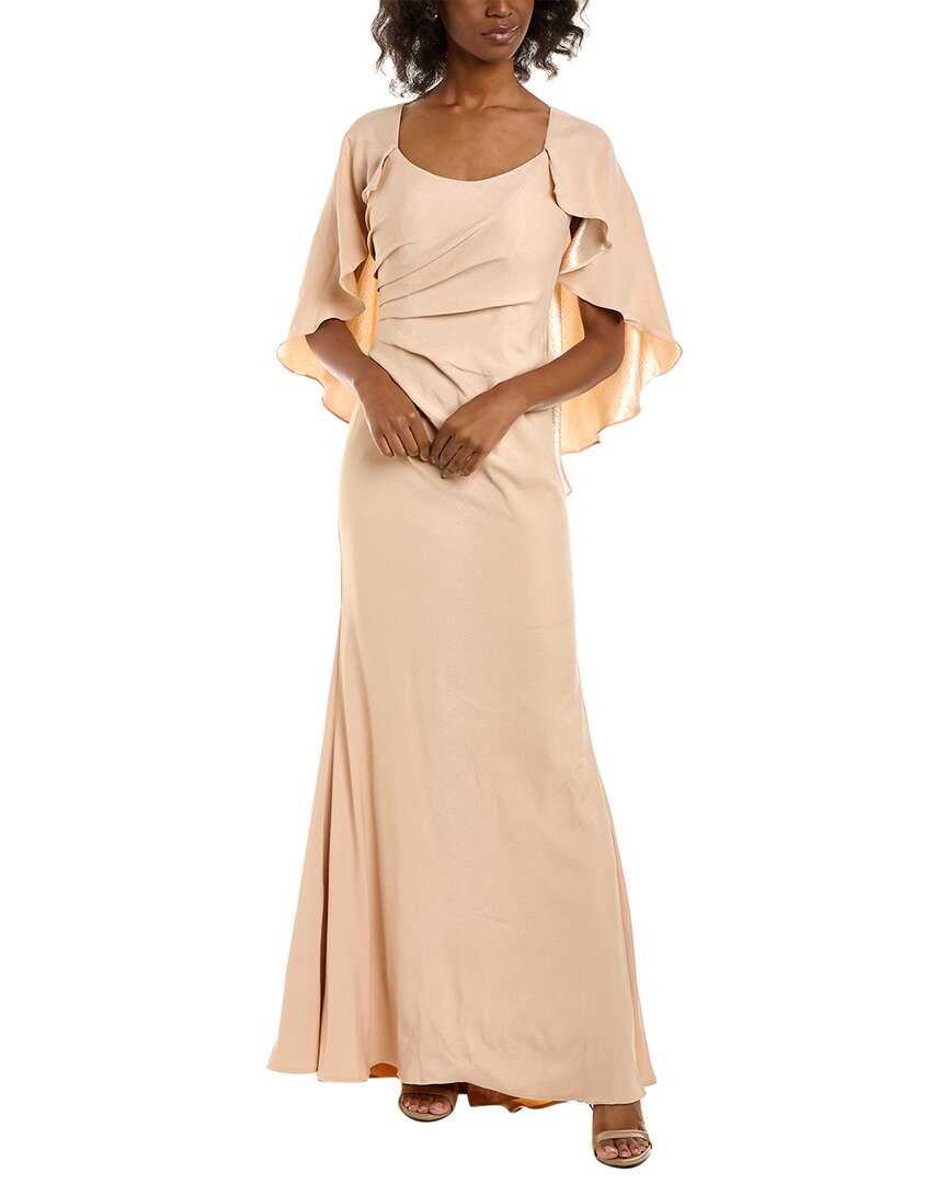 Rene Ruiz Flutter Sleeve Gown In White