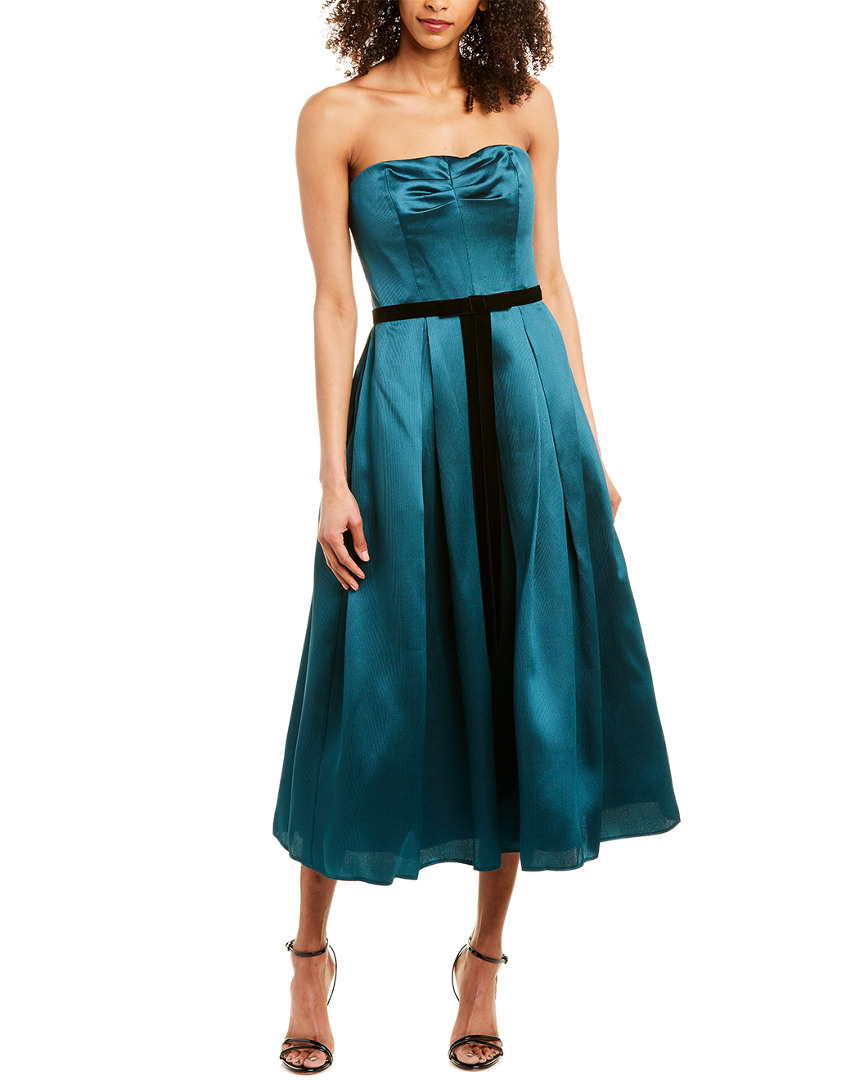 Image of Marchesa Notte Strapless Printed Mikakdo Pique Midi Dress