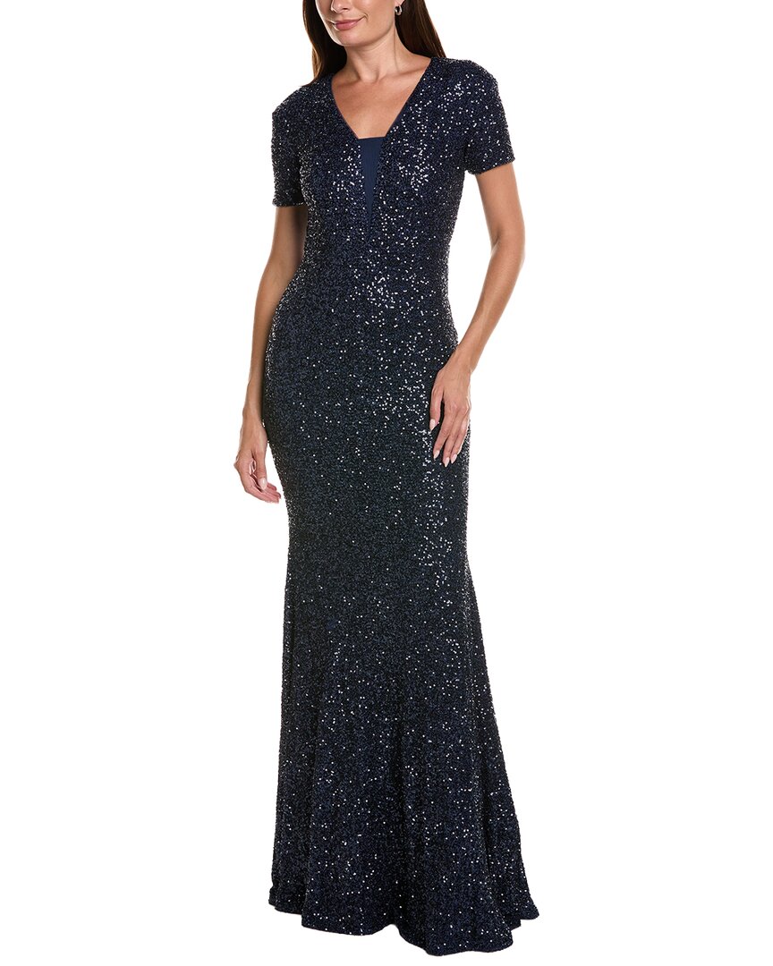 Shani Velvet Sequin Maxi Dress In Navy
