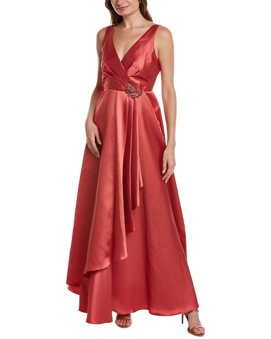 Sachin & Babi Jess Pleated Floral-embellished Gown In Red