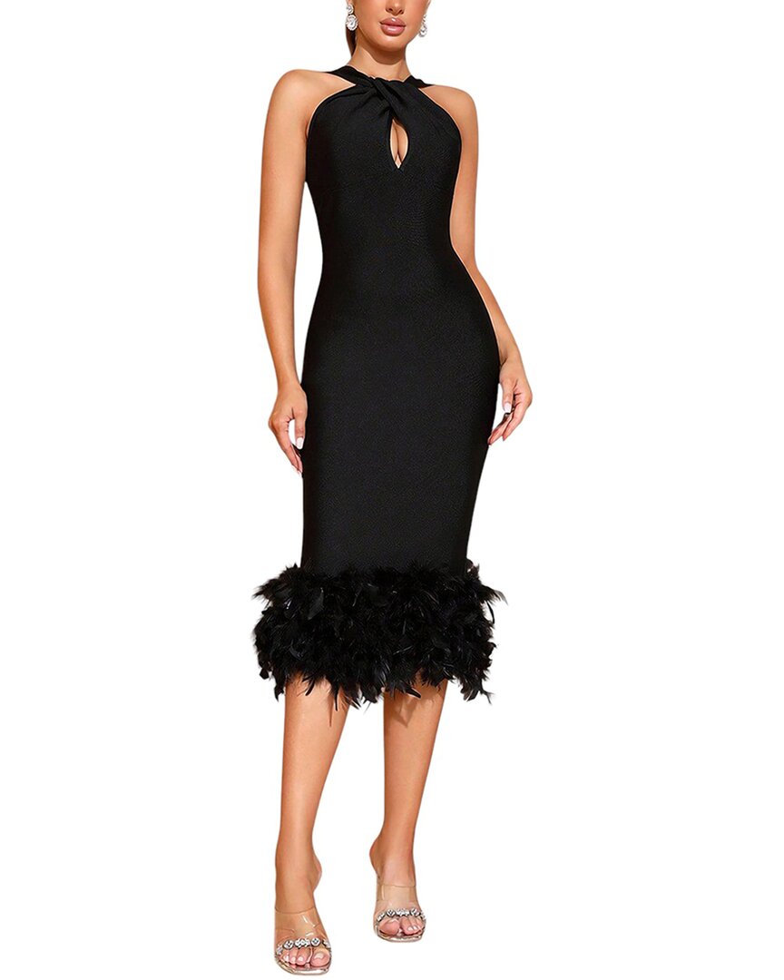 Amina Glam Midi Dress In Black