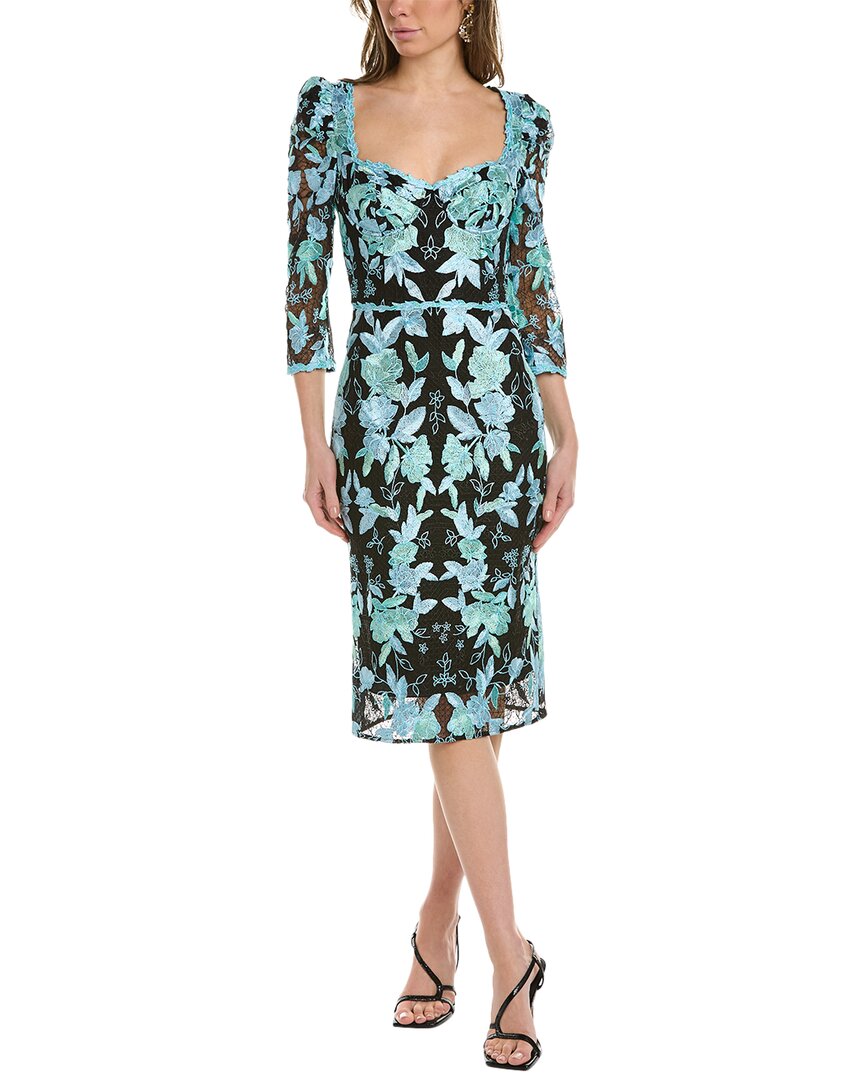 Shop Marchesa Notte Embroidered Sheath Dress In Black