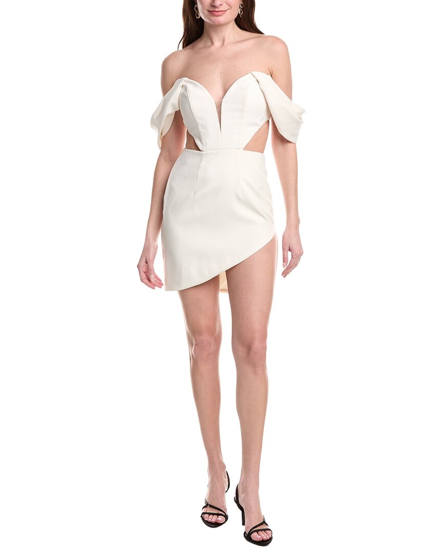 Jovani Satin Short Slit Dress In Metallic
