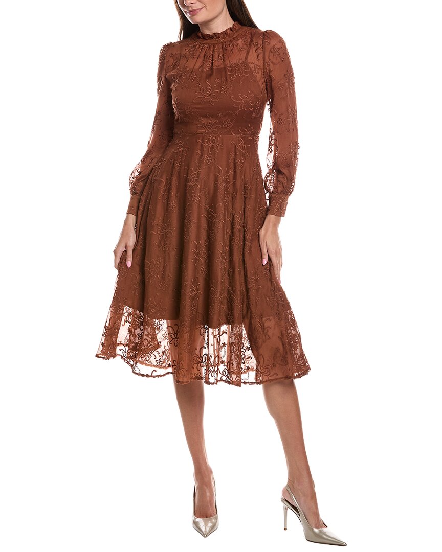 Burryco Brown Solid Midi Dress