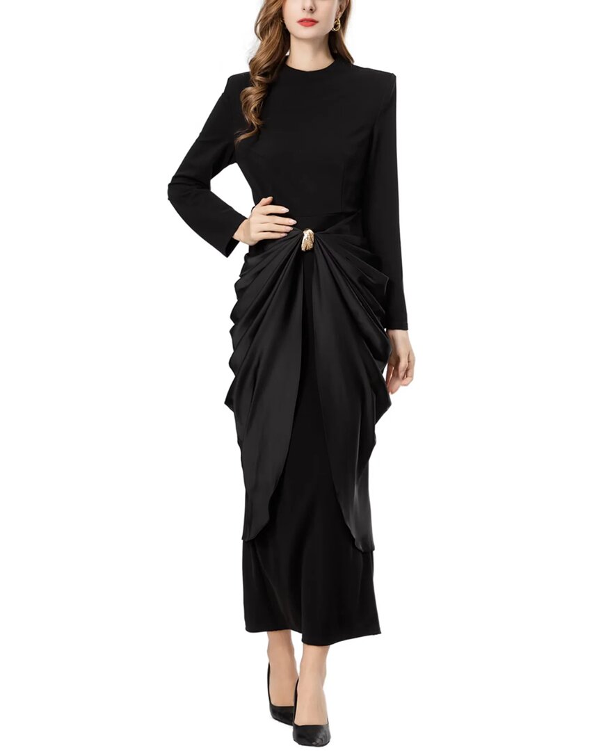 Burryco Black Solid Maxi Dress In Black