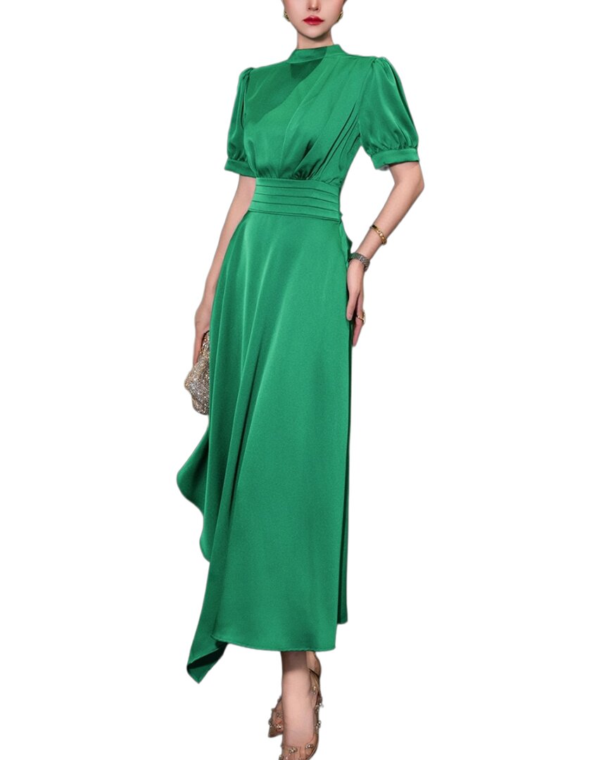 slim fit dress slacks Long sleeves green midi button up linen dress women 4833 – Xiaolizi main image 0