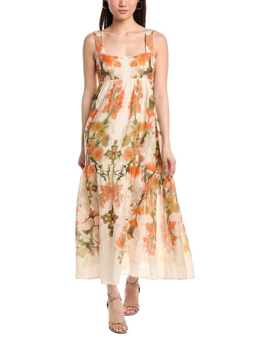 Marchesa Notte Ramie Sleeveless Maxi Dress In Pink