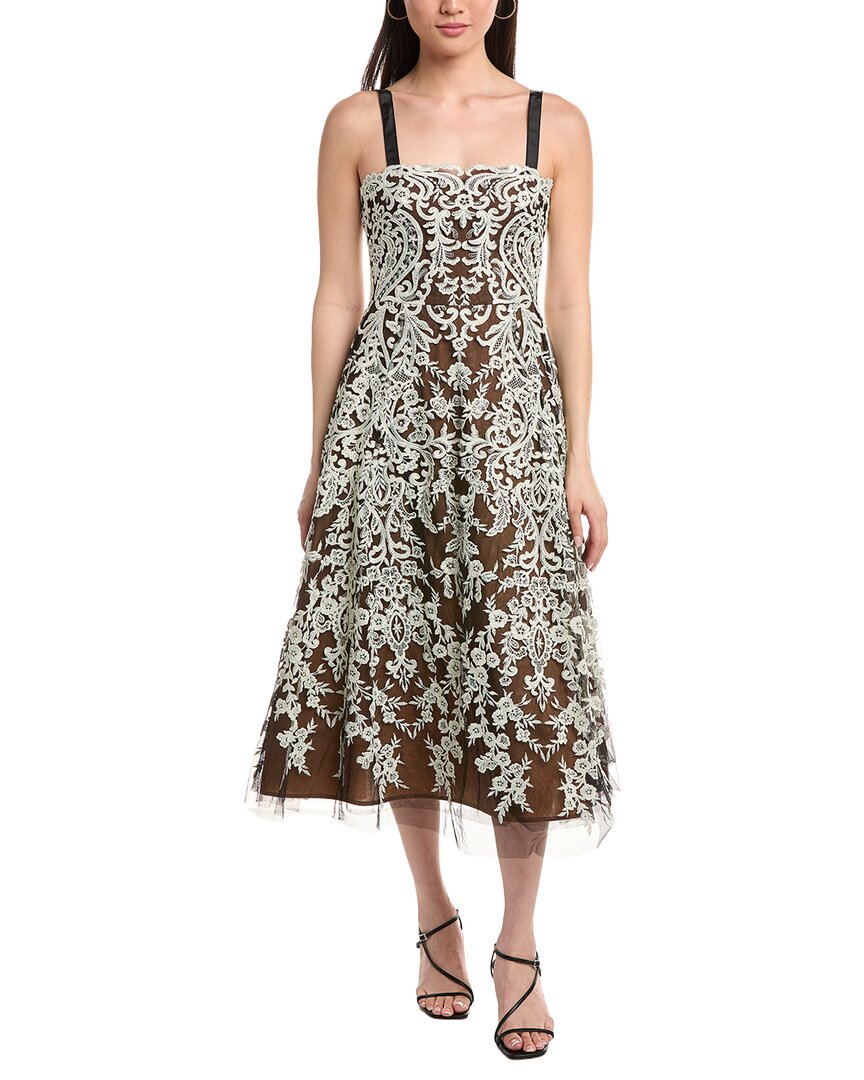 Marchesa Notte Soho Tulle Cocktail Dress In Brown