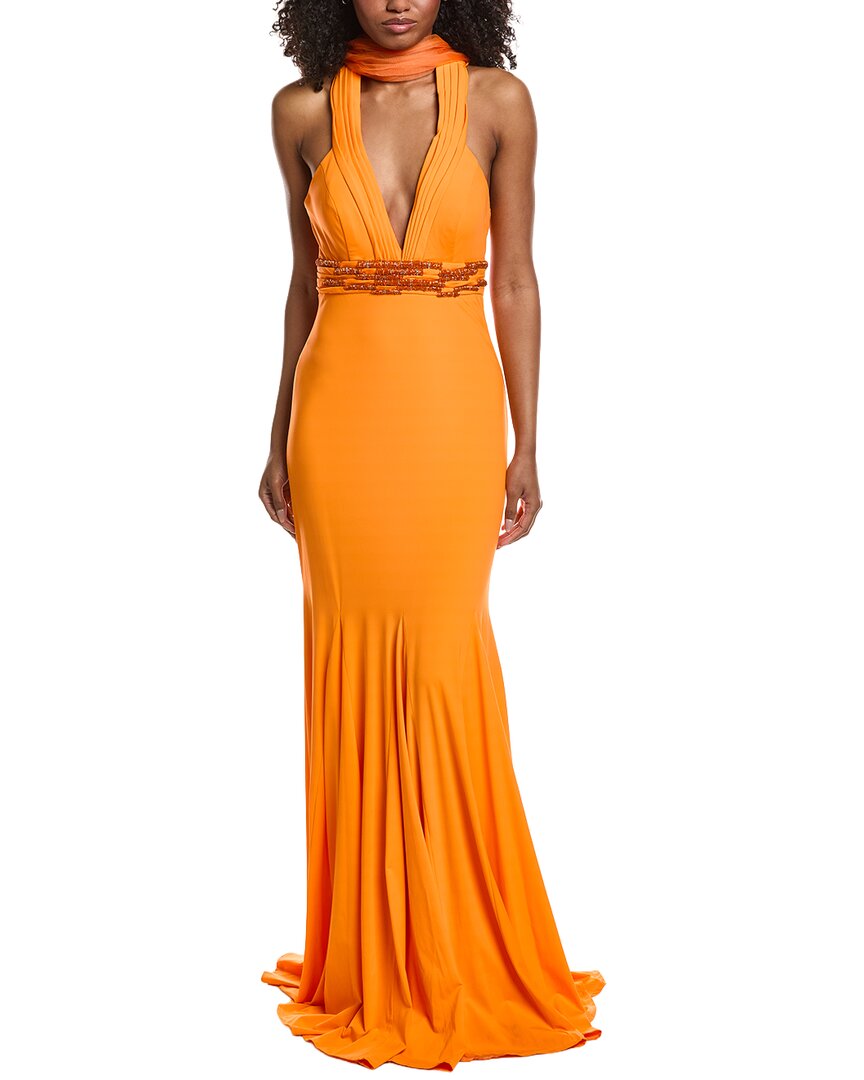 Issue New York Lace Gown In Orange