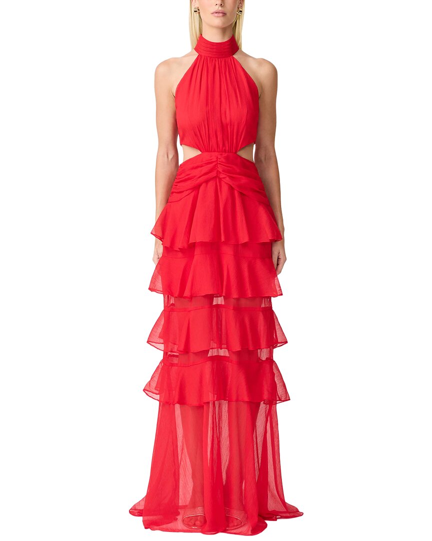 Elliatt Lilja Halter Neck Maxi Dress In Red