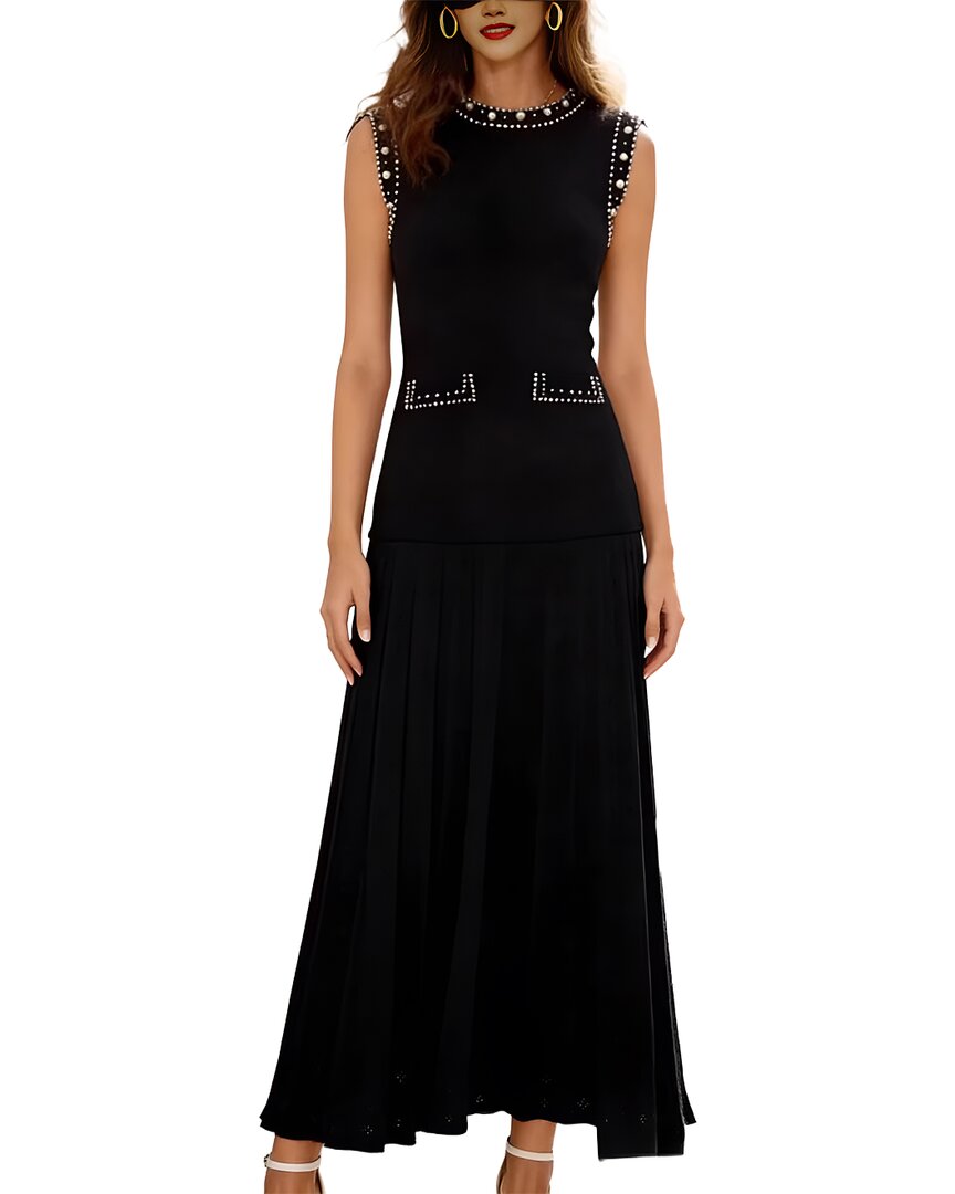 Leon Gori Sleeveless Solid Maxi Dress In Black