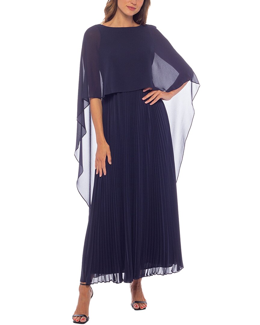 Oleg Cassini Solid Maxi Dress In Navy
