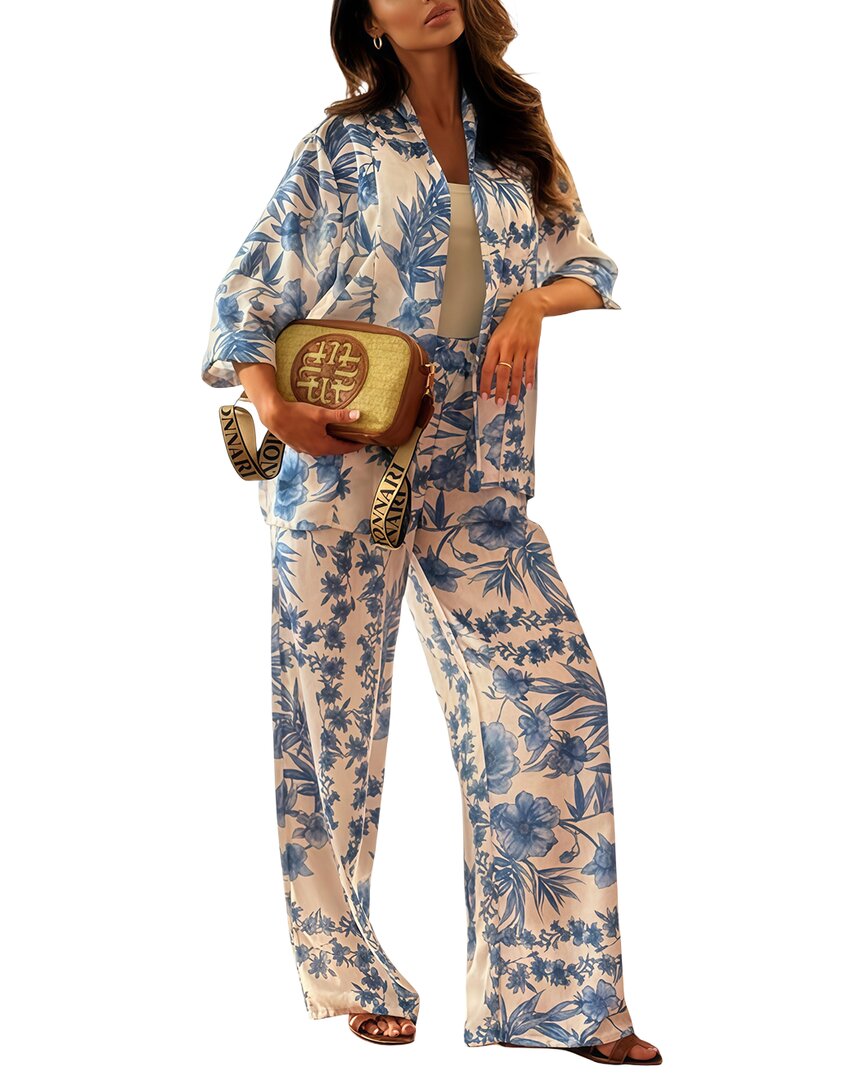 Vera Dolini Set (shirt & Pants) In Blue