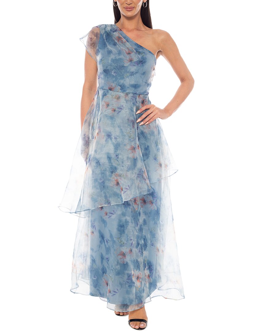 Oleg Cassini Printed Organza Gown