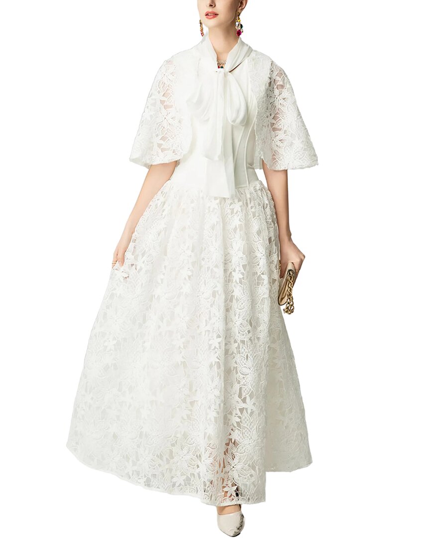 Burryco Short Sleeve Embellished Maxi Dress In White