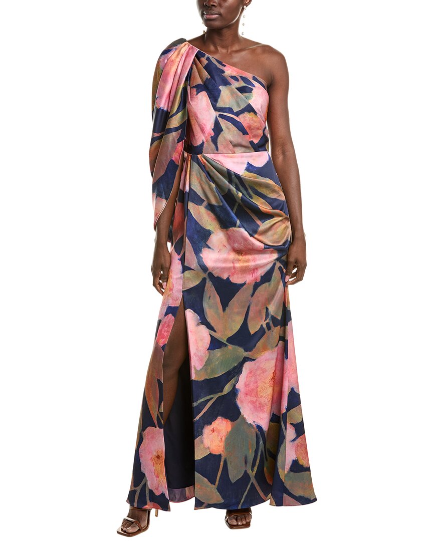 Theia Abby One-shoulder Gown In Blue