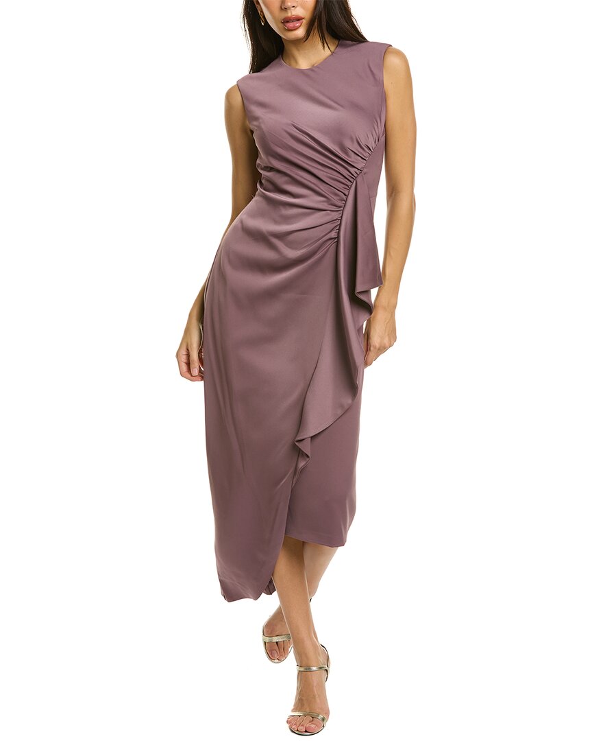Shop Kay Unger Carla Tea Length Midi Dress In Brown
