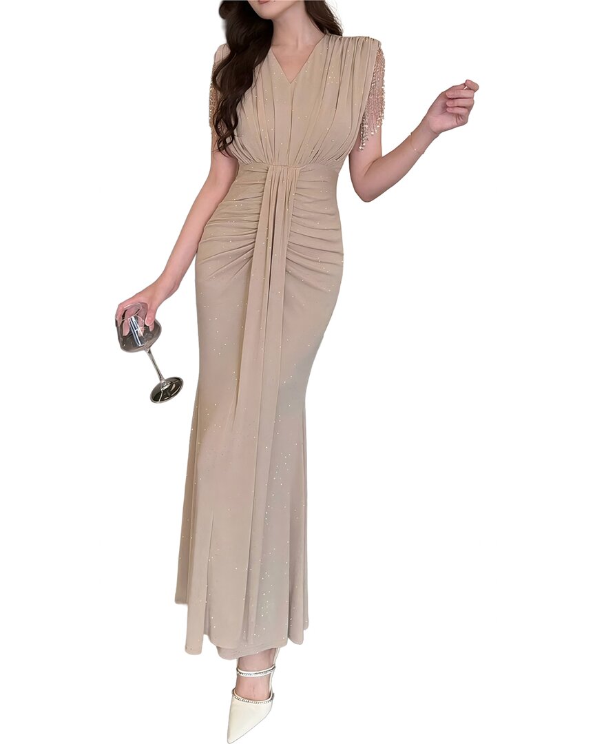 Burryco Short Sleeve Maxi Dress In Apricot