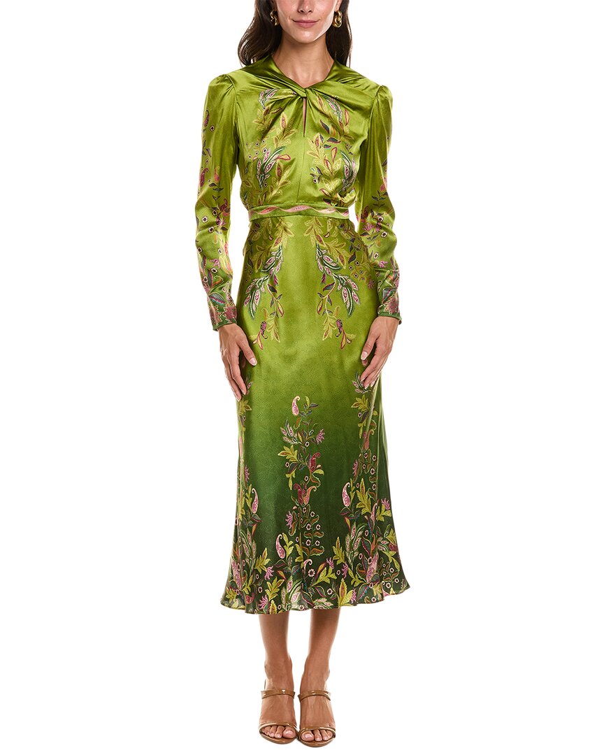 Saloni Claudia Silk Satin Midi Dress