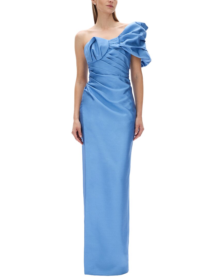 Rachel Gilbert Marlo Fitted Wool & Silk-blend Gown