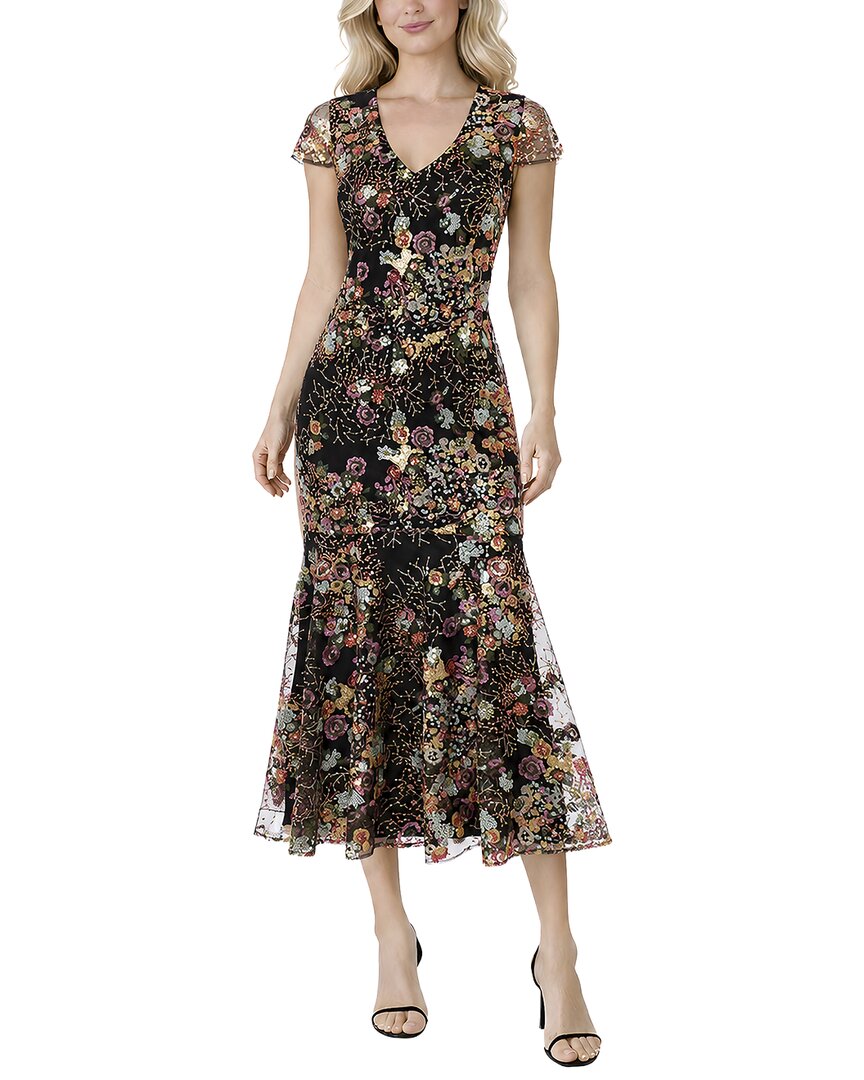 Oleg Cassini Maxi Dress In Black Multi