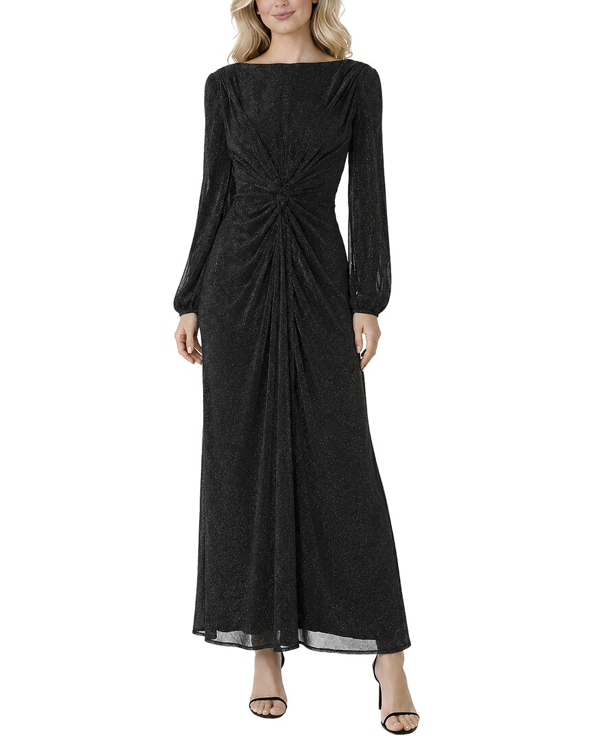 Oleg Cassini Maxi Dress In Black Silver