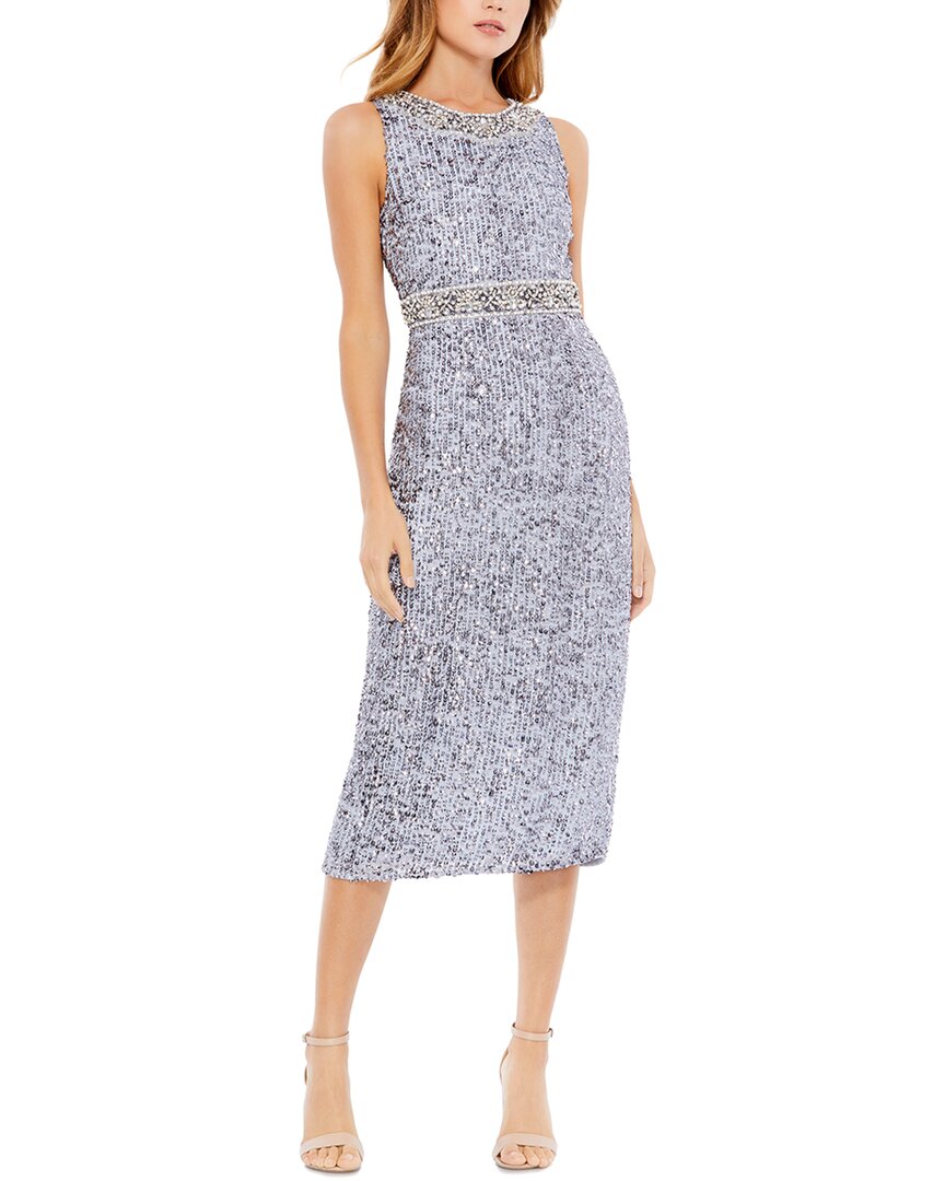 Mac Duggal Jewel-neck Sequin Midi Sheath Dress