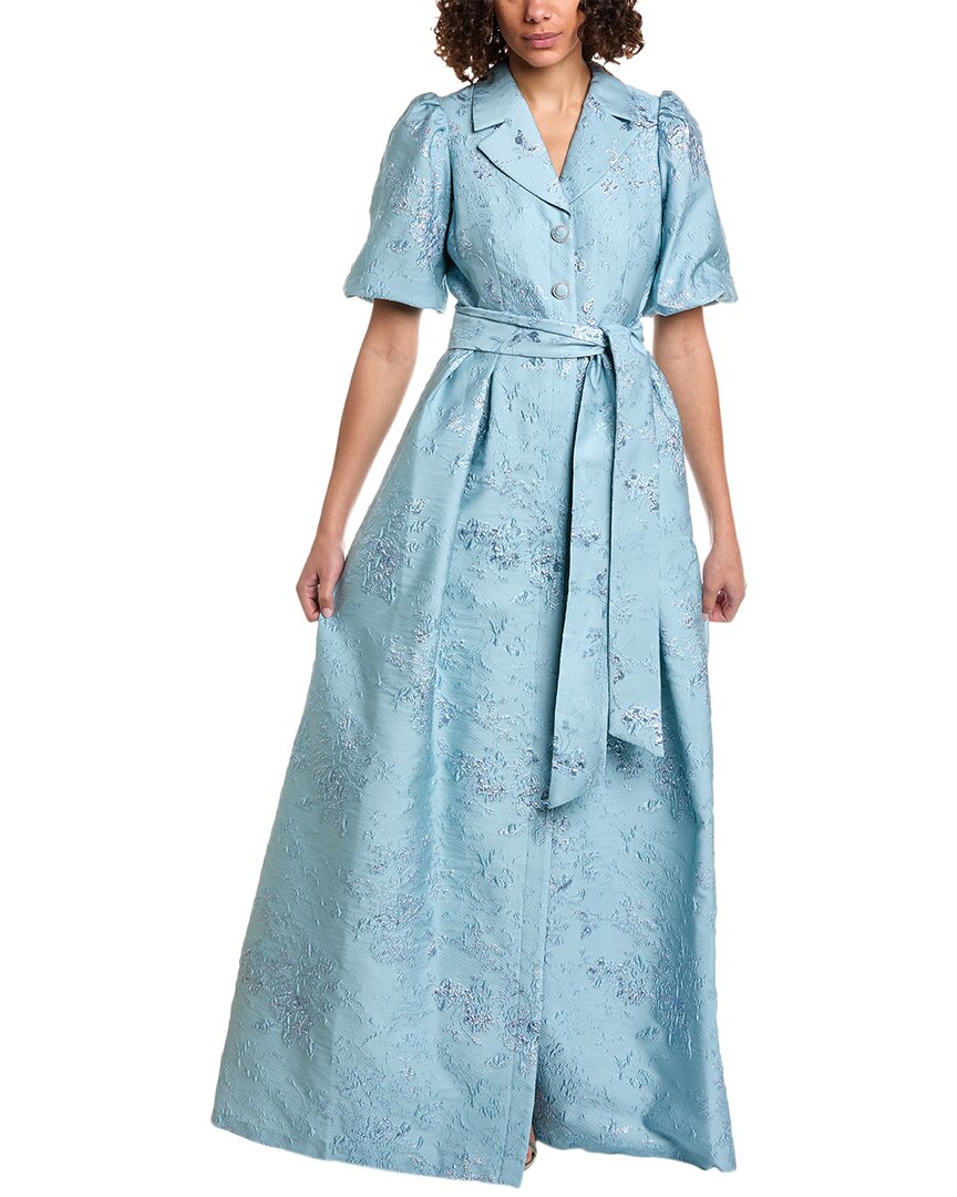 Teri Jon By Rickie Freeman Jacquard Gown In Blue ModeSens