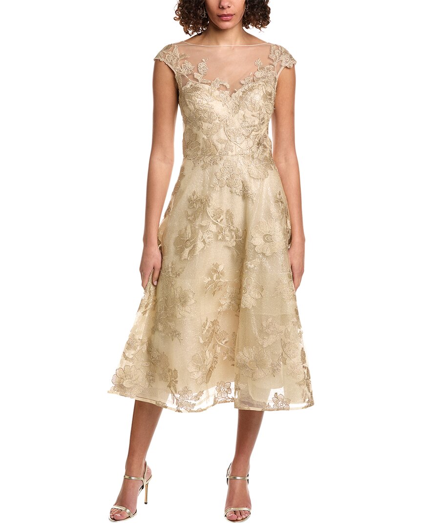 Shop Teri Jon By Rickie Freeman Tulle Applique Cocktail Dress In Metallic