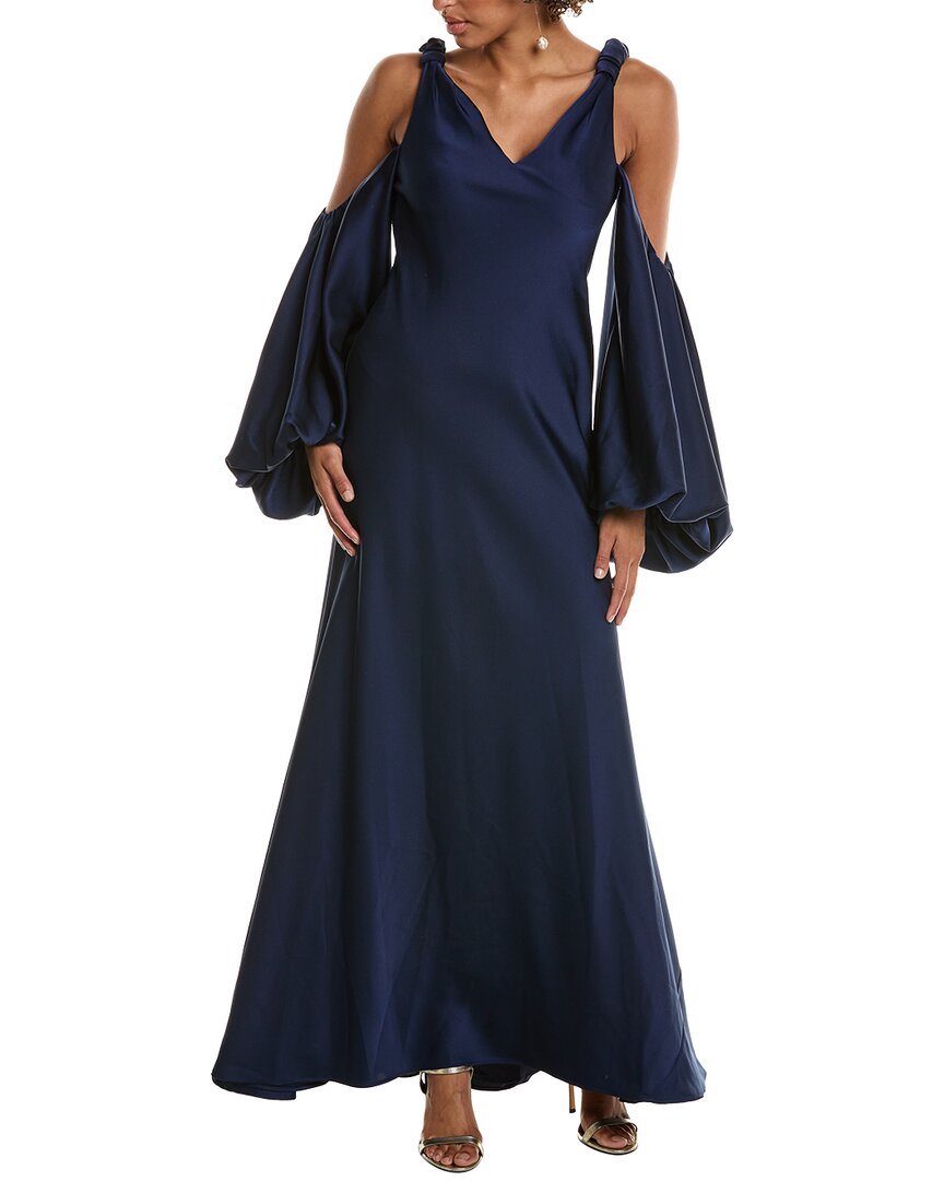 Shop Halston Binnie Gown In Navy