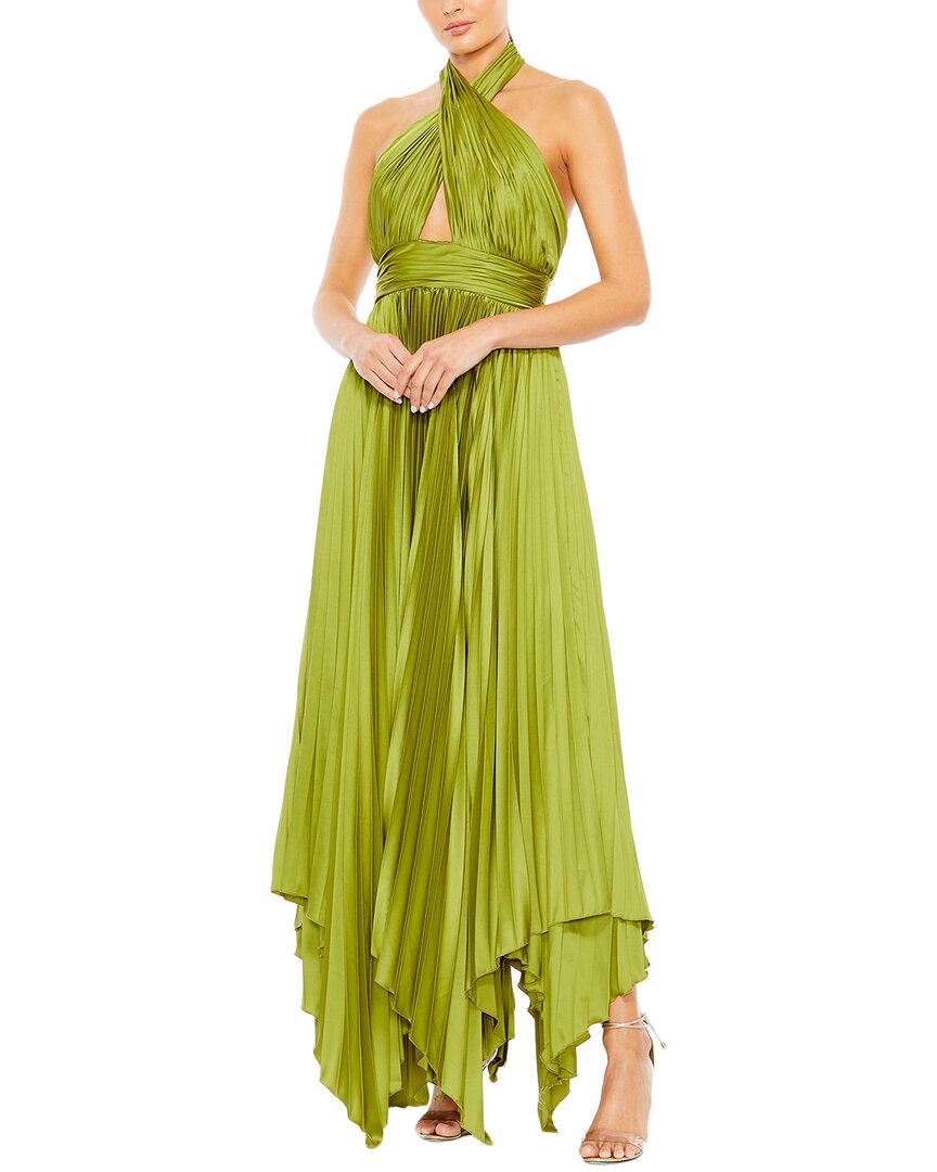 Mac Duggal Pleated Satin Halter Gown