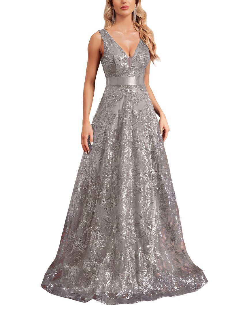 Vincent Embroidered Maxi Dress In Purple