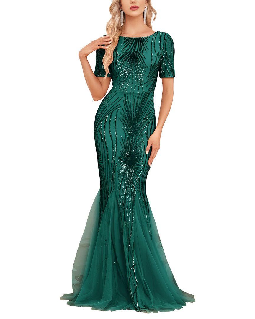 Vincent Embroidered Maxi Dress In Green