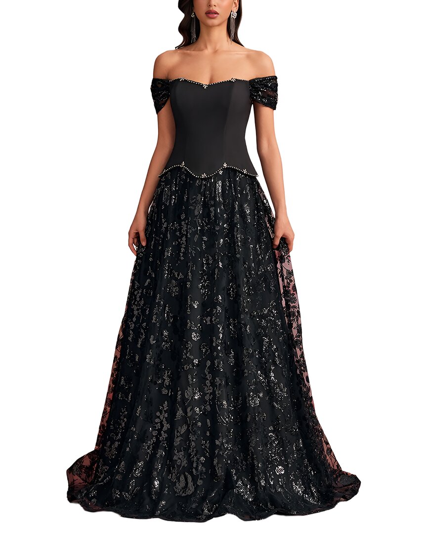 Vincent Embroidered Maxi Dress In Black
