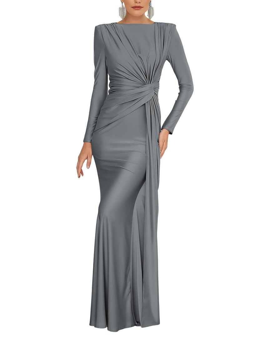 Oloey Solid Maxi Dress In Grey
