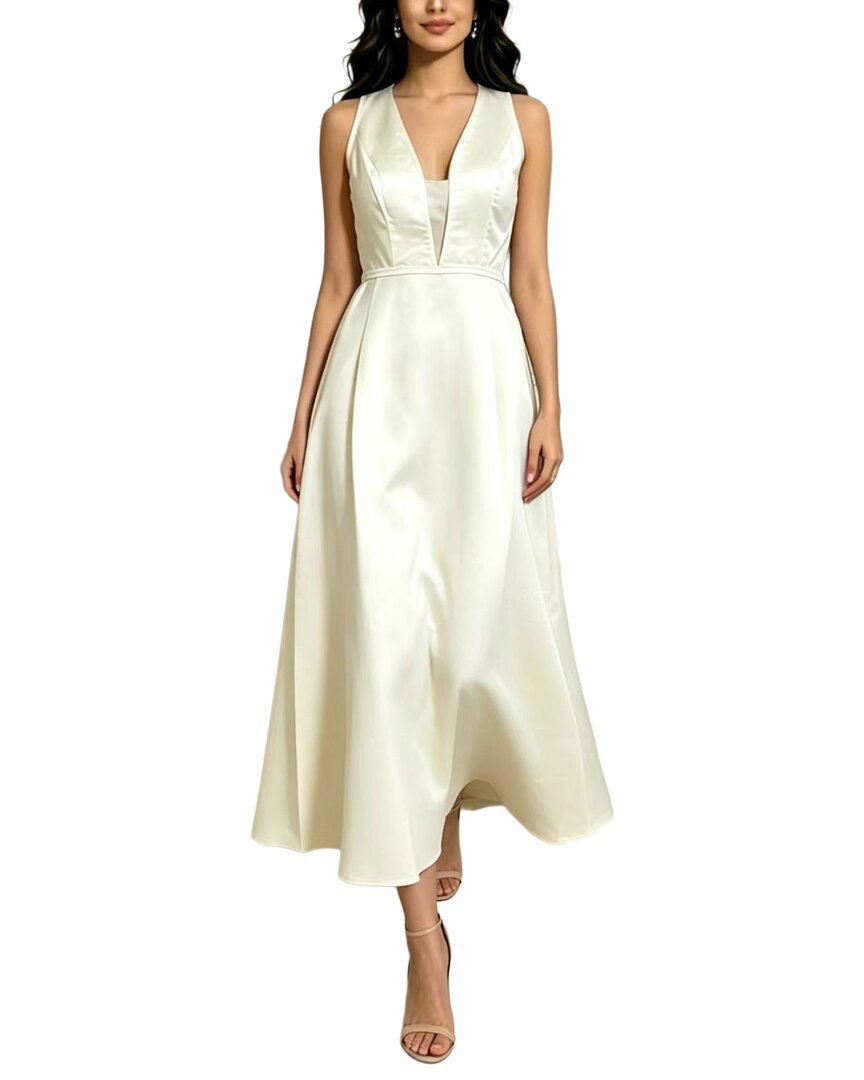 Oloey Solid Midi Dress In White