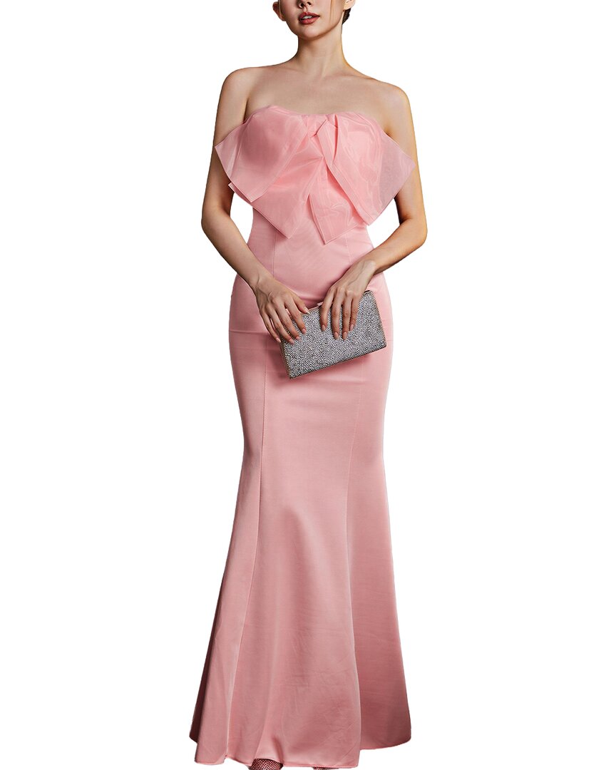 Oloey Solid Off The Shoulder Maxi Dress In Pink