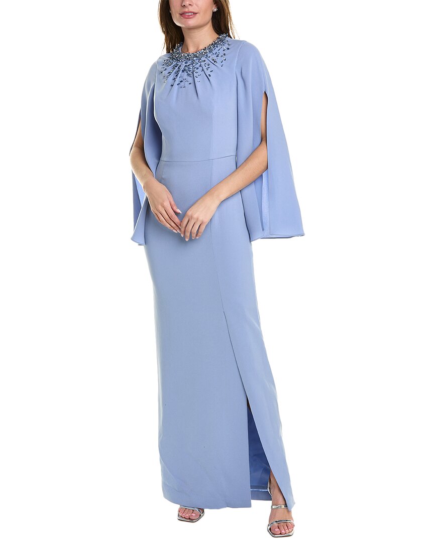 Shop Teri Jon By Rickie Freeman Embellished Gown In Blue