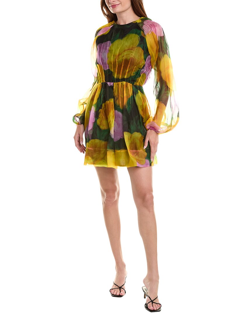 Rachel Gilbert Nico Silk Mini Dress In Yellow