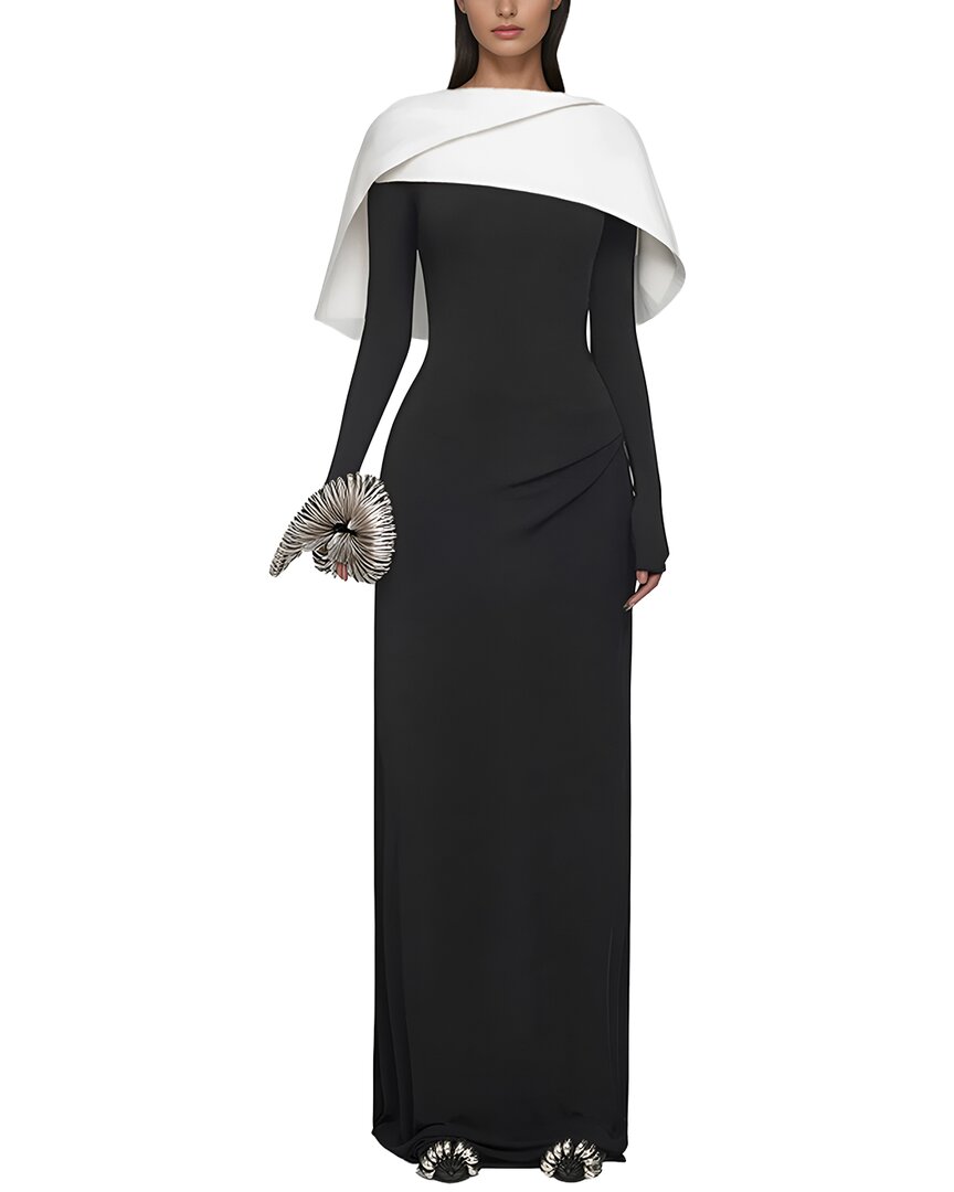 Amina Glam Solid Maxi Dress In Black