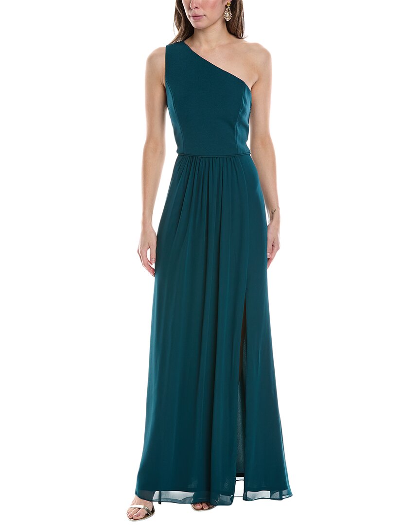 Shop Adrianna Papell Solid Gown In Green