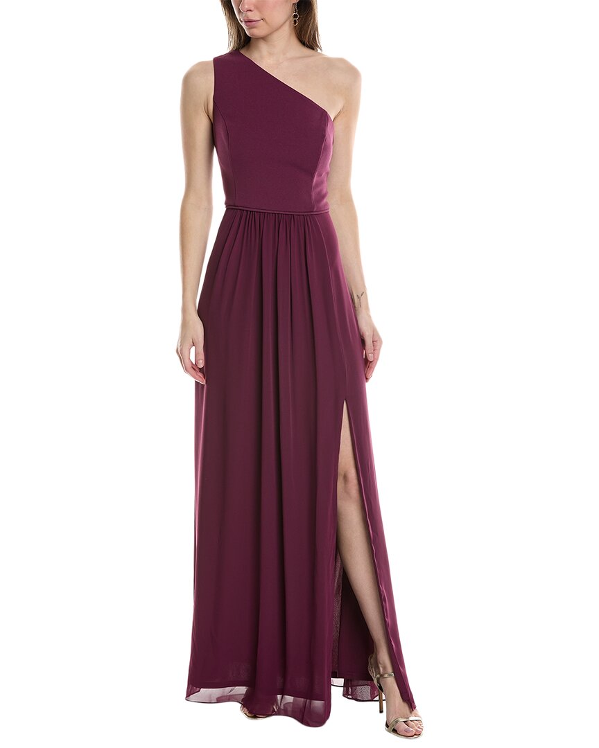 Shop Adrianna Papell One-shoulder Gown In Purple