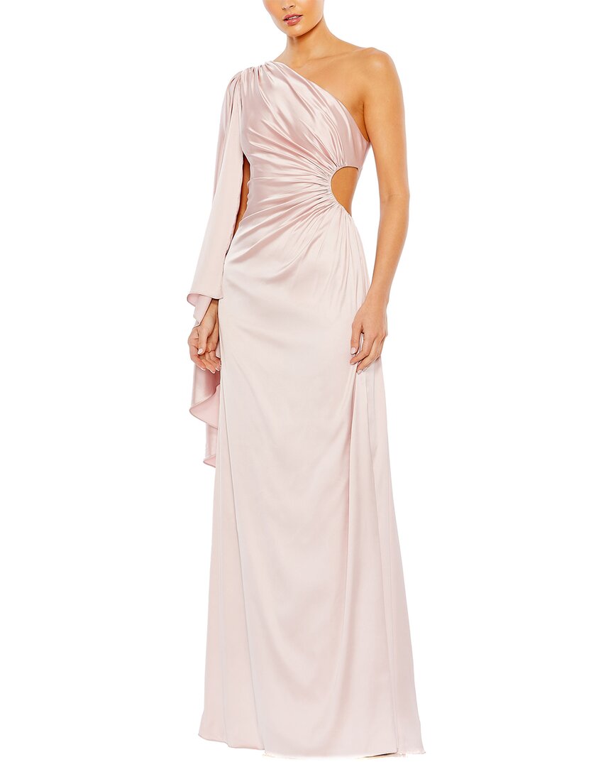 Mac Duggal Women's Ieena One Shoulder Long Sleeve Draped Gown