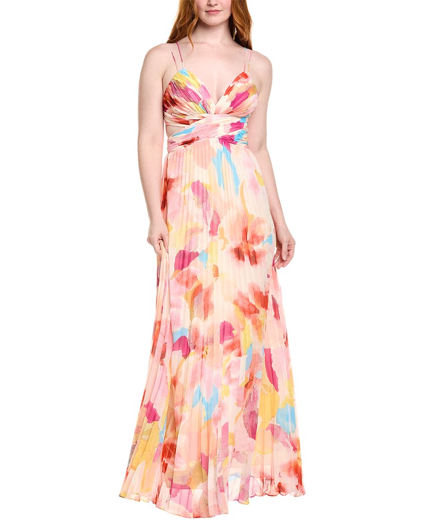 Amur Lisle Pleated Gown In Orange