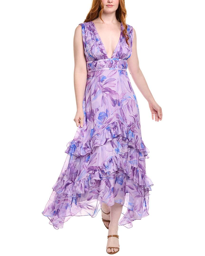 Shop Amur Senora Silk-blend Gown In Purple