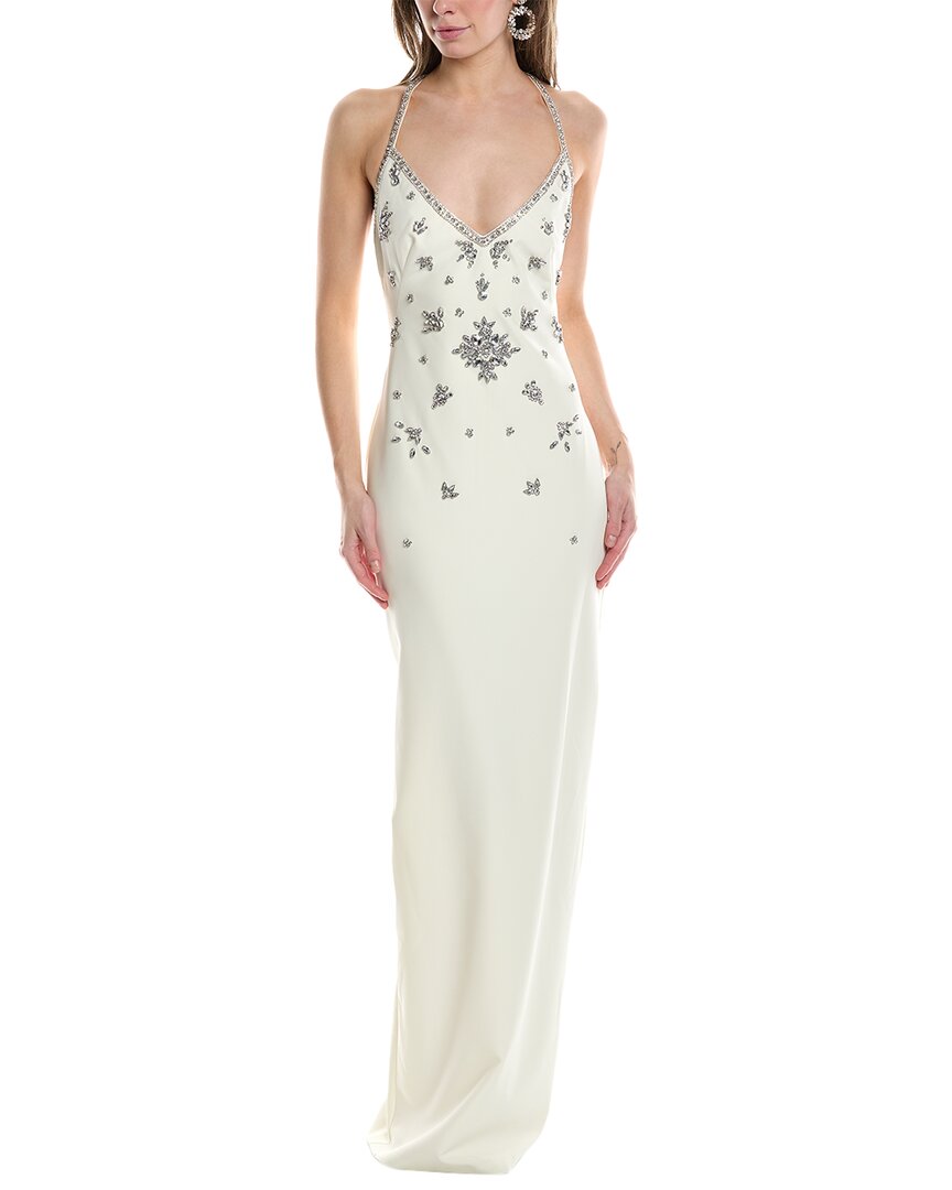 Shop Marchesa Notte Embellished Column Gown In White