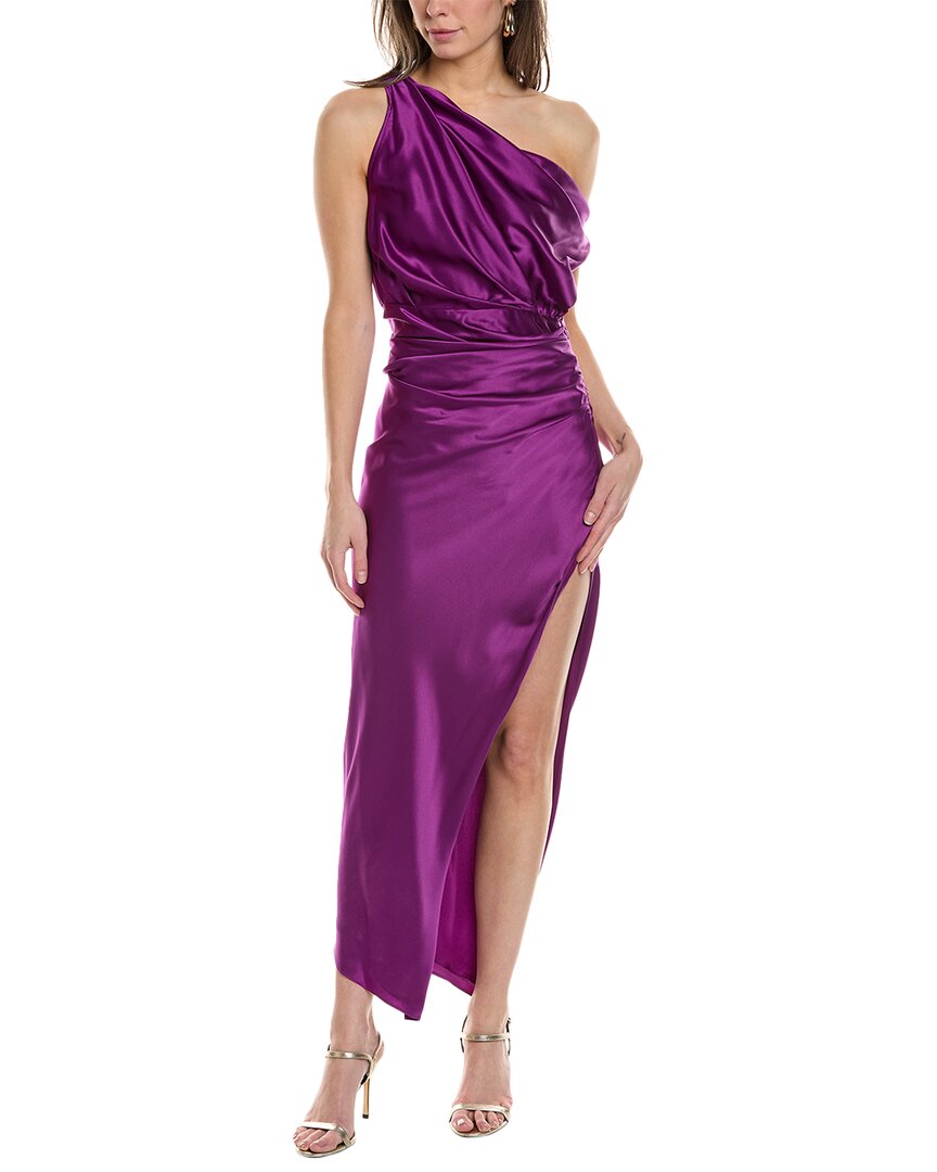 Shop The Sei Asymmetrical Silk Maxi Dress In Purple